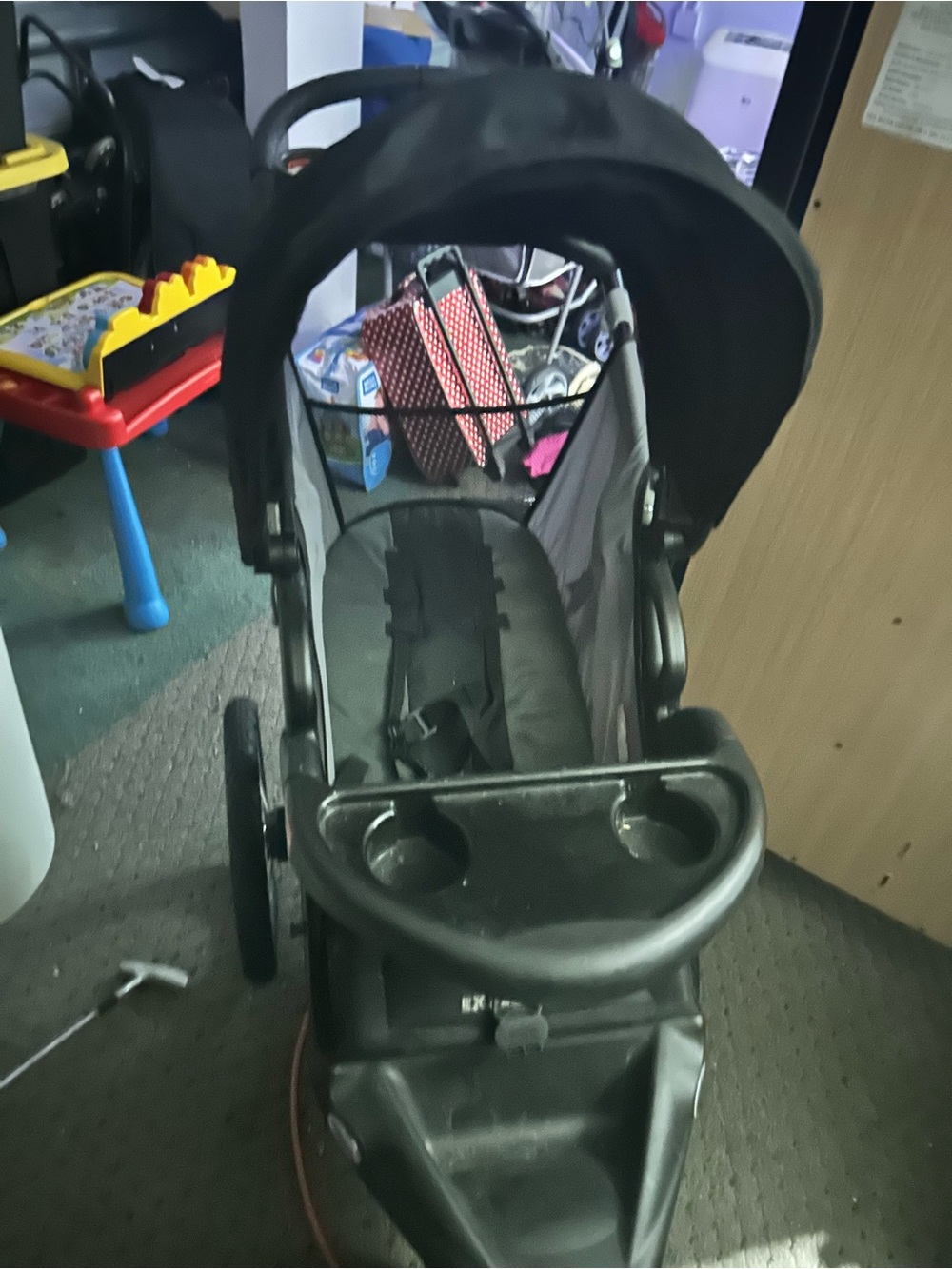Black Kids Stroller with Canopy and Snack Tray